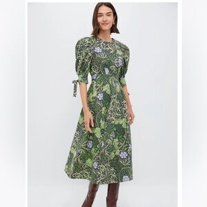 Tuckernuck Hyacinth House Green Vine Floral Grayson Midi Dress